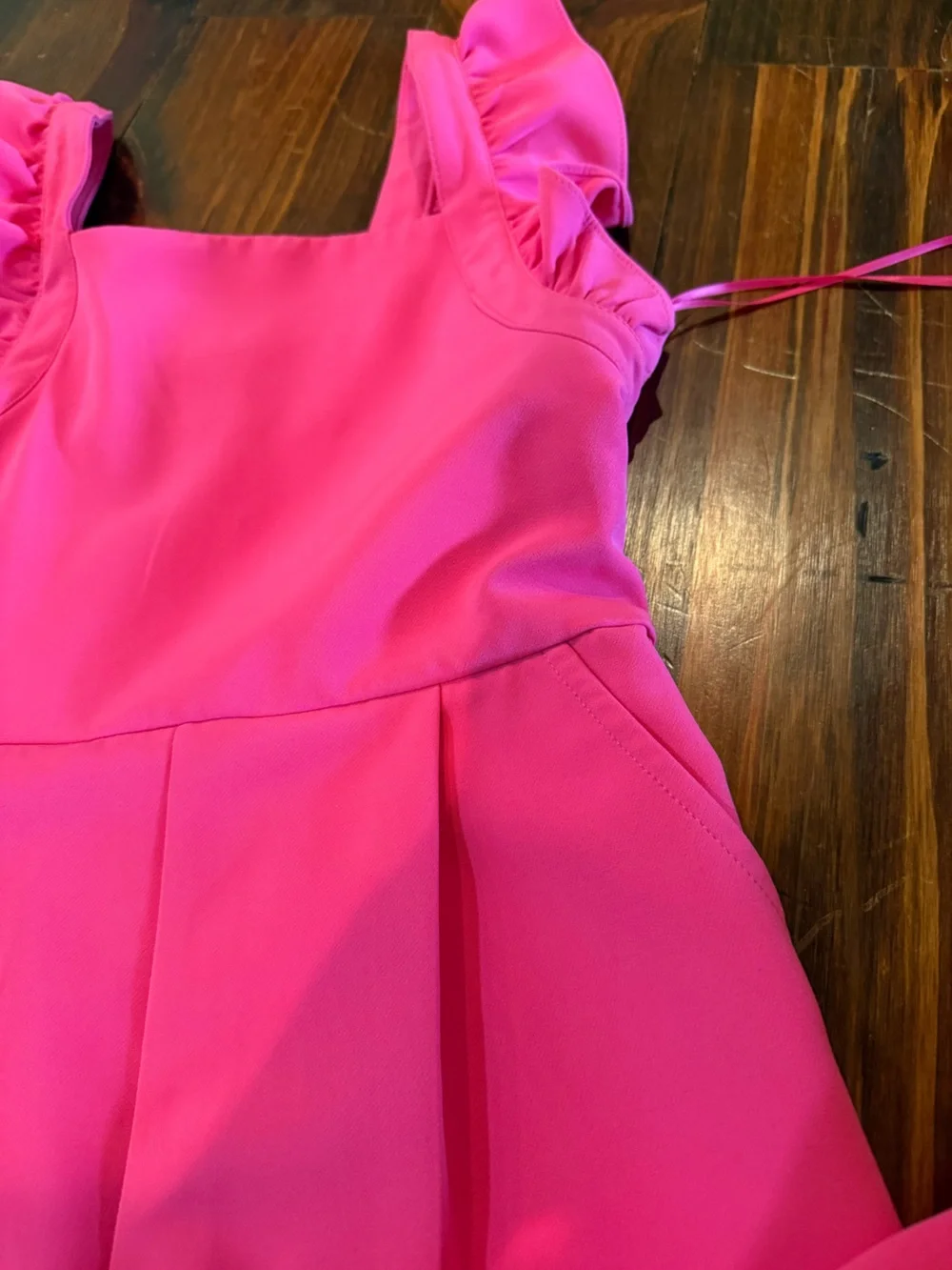 GB girls Bright Hot Pink Ruffle-Strap Wide-Leg Jumpsuit